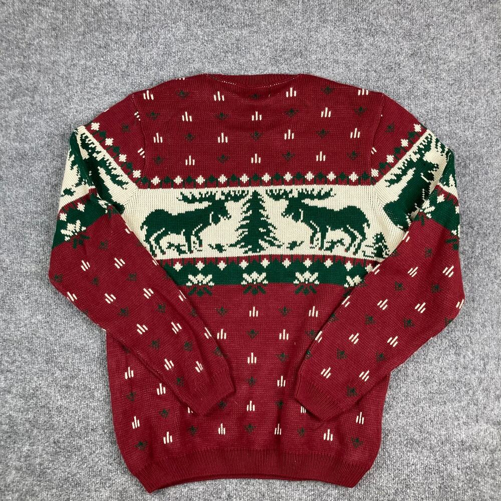 Topman Sweater Mens XL Red Green Reindeer - Picture 7 of 8
